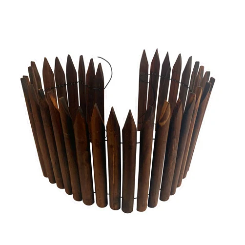 Worth Garden Wooden Short Fence Edging Burnt Wood Finish Outdoor Garden Lawn Landscape Edging Flexible Decorative Border Tree Fence - Spring Garden & Yard Maintenance - 11.8'' H x 42'' L - K624A05