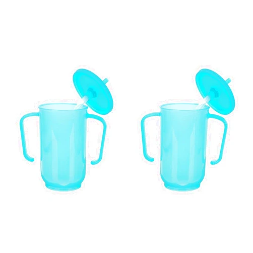 DOITOOL 2Pcs Adult Sippy Cups for Elderly,Spill Proof Cups Drinking Beaker Cup for Disabled Adults,Handicap Cups Convalescent No Spill Feeding Cup with Straw for Elderly Patient Maternity