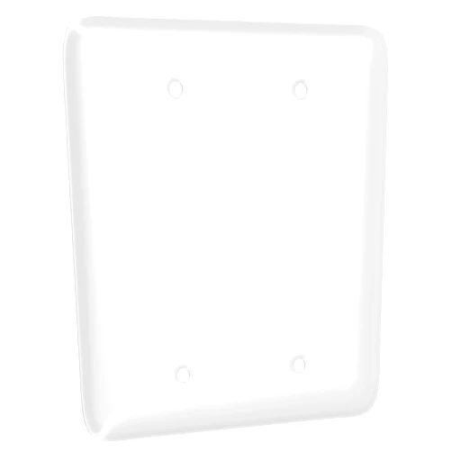 TayMac WRW-BB Metal Maxi Blank Electrical Outlet Cover Wall Plate with Screws for 2 Devices, 2-Gang, White Smooth