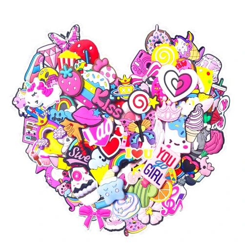 XQUESTION 35,50,100Pcs Random Shoe Charms for Girls Cartoon Cute PVC Shoes Accessories Charms,Lovely Charms Pack for Kids,Kawaii Pink Charms Shoe Decorations & Bracelet Wristband Party Gifts