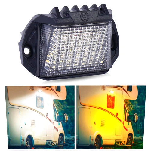 POVTOR RV Exterior LED Light, 39 LED Porch Light with 1300LM white/1000LM Amber 12V Exterior RV Lights Replacement Kits for RV Trailers Campers