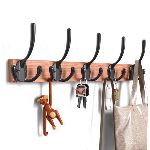 BLNYPOR Coat Rack Wall Mount - Wall Hooks, Coat Rack Wall Mount, Hooks for Hanging, Coat Hooks Wall Mount with Five Heavy Duty Tri Hooks for Bathroom, Bedroom, Entryway