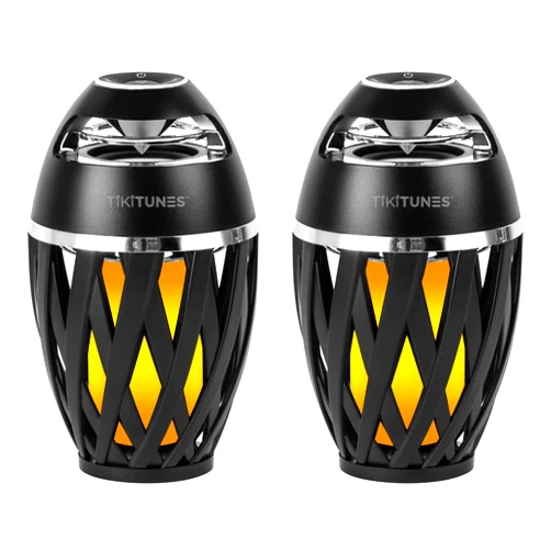 Limitless Innovations TikiTunes Portable Bluetooth 5.0 Indoor/Outdoor Wireless Speakers, LED Torch Atmospheric Lighting Effect, 5-Watt Audio USB Speakers, 2000 mAh Battery for iPhone/iPad/Android (Set of 2)