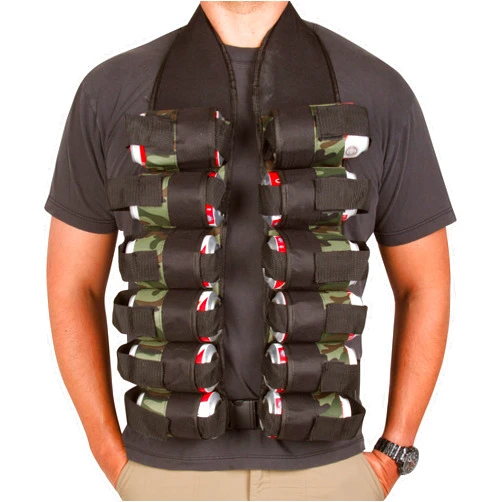EZ DRINKER 12-Pack Beer Drinking Vest By EZ Drinker (Black and Camo), Large