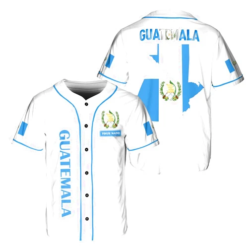 Generic Leeprints Personalized Guatemala Baseball Jersey - Men & Women's Guatemalan Flag Jersey - Guatemalan Pride