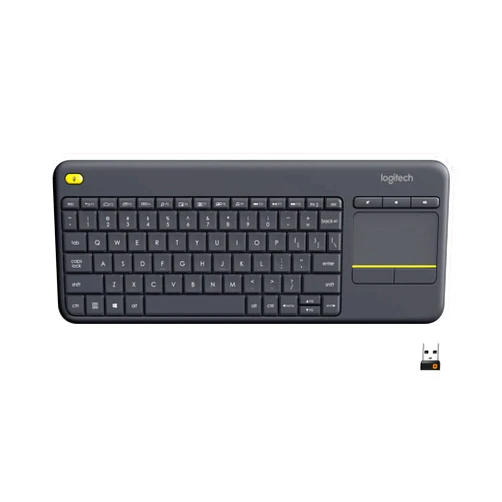 Logitech K400 Plus Wireless Touch With Easy Media Control and Built-in Touchpad, HTPC Keyboard for PC-connected TV, Windows, Android, Chrome OS, Laptop, Tablet - Black