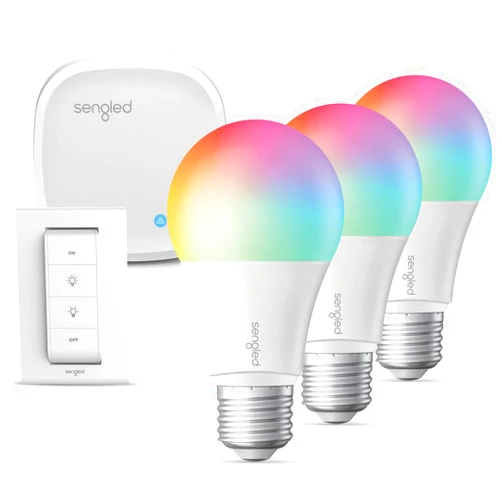 Sengled Smart Light Bulbs, Alexa Light Bulbs RGB Color Changing, Smart Bulb That Compatible with Alexa, Google Home, 3 Pack Starter Kit with Smart Switch, A19 E26 Dimmable LED 60W Equivalent, 800LM