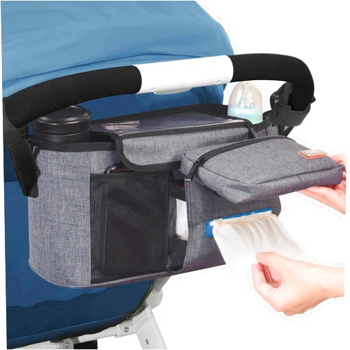 Homlynn Universal Stroller Organizer, Stroller Large Storage Bag with Cup Holders & Shoulder Straps & Detachable Pocket, Stroller Caddy Fits for Most Baby Stroller and Pet Stroller