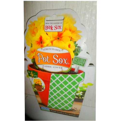 Pot Sox Green Crosshatch Design Pot Sox Stretchable Fabric Garden Pot Cover - 4