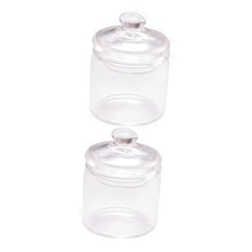 Artibetter 2 Pcs Miniature Jar 1: 12 Doll Miniature Glass Jars with Lids 1:12 Scale Miniature Glass Bottles with Caps Terrarium Tools Carassosories Doll House Layout Glass Jar Ornament