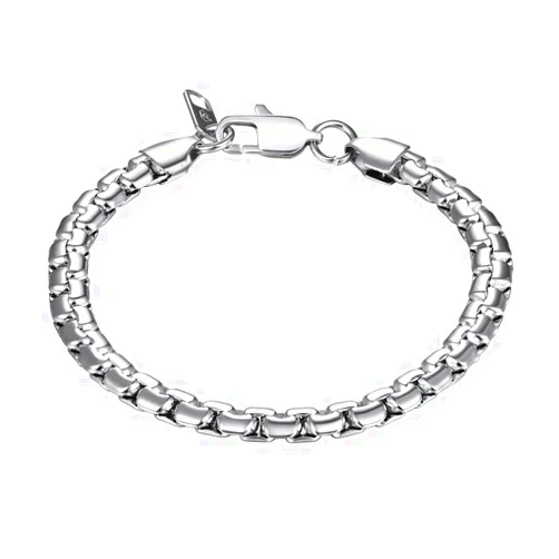 PROSTEEL Stylish Stainless Steel Flat Box Chain Bracelet, Silver/Gold/Black Tone, Nickel-Free, Hypoallergenic Jewelry, 7.9