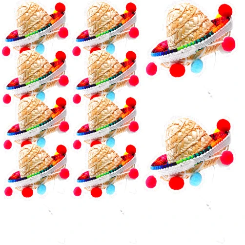 Silkfly 10 Pack Mini Mexican Hat 4 inch Sombrero Fiesta Decor Cinco De Mayo Straw Sombrero Headbands Fiesta Supplies for Pets Kids