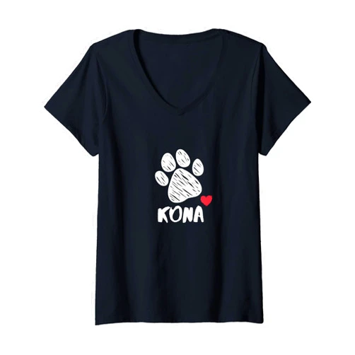 Kona My Dog Kona I love My Dog Kona Puppy Womens Kona My Dog Kona I love My Dog Kona Puppy Love Dog Lover V-Neck T-Shirt