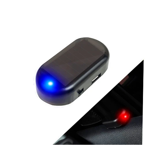 Yumfugu 1 PC Car Solar Anti-Theft Light, ABS Shell LED Simulation Strobe Smart Sensor Security Warning Light, Car Solar Power Simulated Dummy Alarm, Compatible with Most Car Models (Blue)