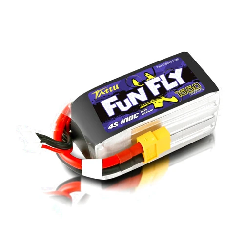 TATTU FunFly 4S Lipo Battery 1550mAh 100C 14.8V LiPo Battery Pack with XT60 Plug for RC Boat Heli Airplane UAV Drone FPV Skylark Emax Nighthawk 250 Practice