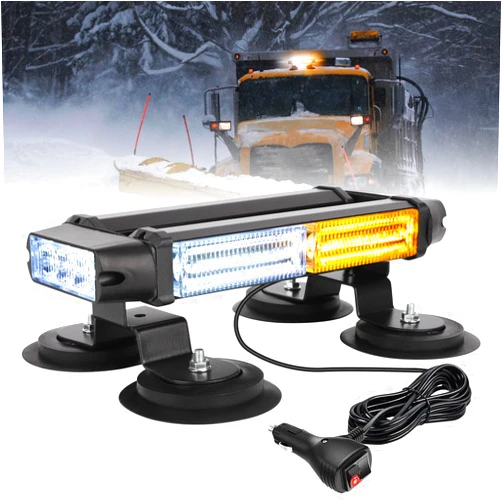 OPPBUY LED Rooftop Strobe Beacon Lights with Magnetic Base,Amber White LED Beacon Emergency Warning 26 Flashing Modes Light for 12-24V Car, Trucks, Snow Plow, Construction Vehicles,2 Years Warranty