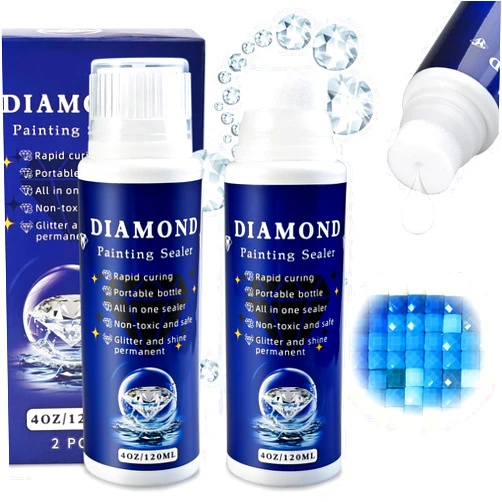Faburo 2-Pack Diamond Painting Sealer Protectant Brightener(120ml*2), 8oz Diamond Art Painting Accessories Glue, Diamond Art Glue Sealer Supplies Clear Finish Permanent Hold & Shine Effect