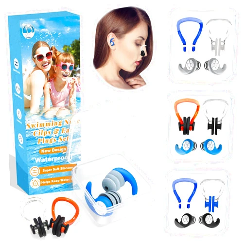 YUHENGLE Swimming Nose Clip Ear Plugs - 9 Packs Silicone Swim Nose Plugs with Earplugs for Adult,Waterproof Pool Nose Plugs for Diving Surfing and Other Water Sports with Storage Box,Multi-Color