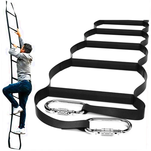 ISOP Ladder Rope | Hanging Ladder 13 ft | Rope Ladder for Adults & Kids | Fire Escape Ladder for 2 Story Homes | Spring Hooks Incl. | Sturdy, Portable & Lightweight