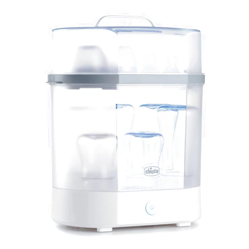 Chicco Baby Bottle Steam Sterilizer 3 in 1 modular system - eliminates 99.9% of harmful bacteria in baby bottles, quickly and naturally with the power of steam, White/Grey