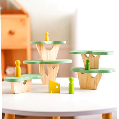 WOODEN TEETHER Wooden Tree Toy Pack of 15 Wood Forest Sensory Toys for Boys and Girls Educational Montessori Toys for Preschool Kids