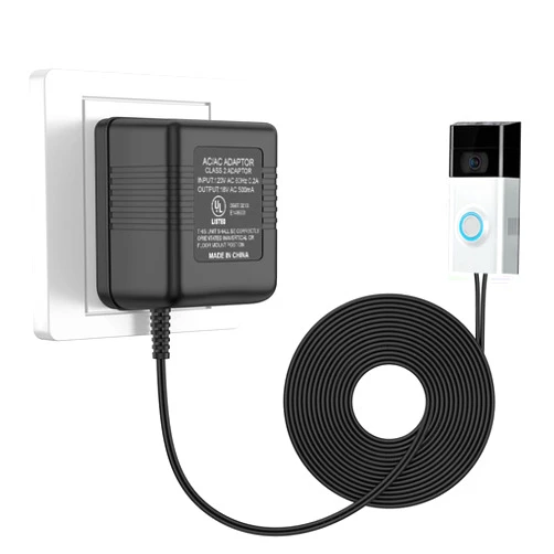Xwartre 18V 500mA UL Certified Video Doorbell Power Supply Adapter Compatible with Zmodo Doorbell/Nest Hello Doorbell Transformer (26ft Charging Cable)