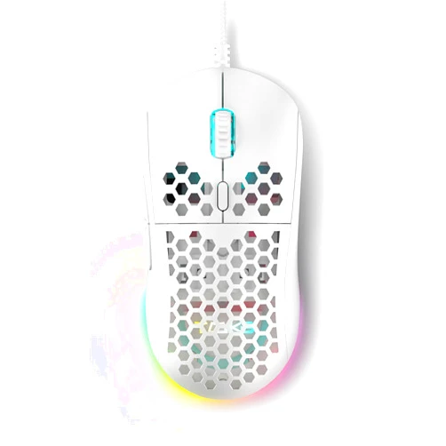 DIERYA M1SE Wired Gaming Mouse with Honeycomb Shell, 12800DPI Optical Sensor, 6 Programmable Macros, Software Support for Custom Key Config, and RGB Settings for Windows 7/8/10/XP, Vista, Linux-White