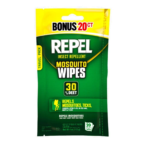 Repel Insect Repellent Mosquito Wipes 30% DEET, 20-ct