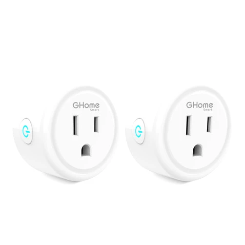 GHome Smart Mini Plug Compatible with Alexa and Google Home, WiFi Outlet Socket Remote Control with Timer Function, Only Supports 2.4GHz Network, No Hub Required, ETL FCC Listed (2 Pack), White