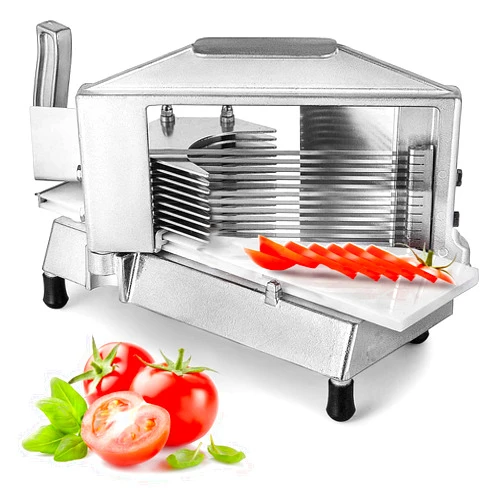 VEVOR Commercial Tomato Slicer, 3/16-Inch Tomato Cutter Vegetable Slicer, Manual Tomato Cutter with Built-in Cutting Board, Stainless Steel Blades for Restaurant or Home Use