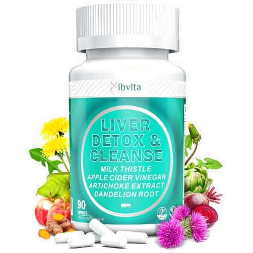 Vibvita Liver Cleanse Detox & Repair Supplement - Silymarin Milk Thistle Supplement with Milk Thistle, Dandelion Root & Artichoke, Liver Health Support Supplement for Women & Men - 90 Capsules