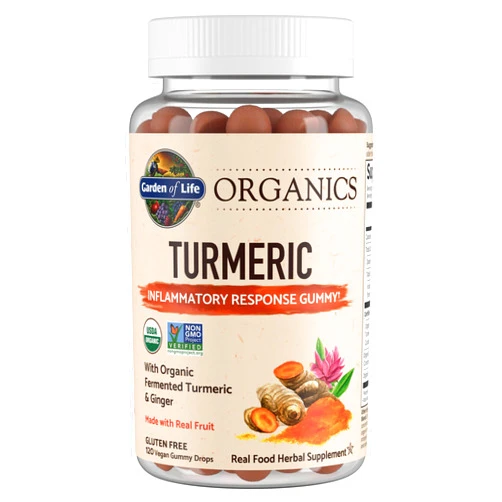 Garden of Life Organics Turmeric Inflammatory Response Gummy - 120 Real Fruit Gummies for Kids & Adults, 50Mg Curcumin (95% Curcuminoids), No Added Sugar, Organic, Non-GMO, Vegan & Gluten Free