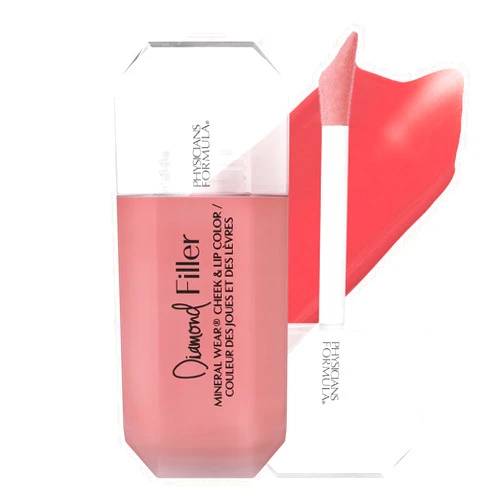 Physicians Formula Mineral Wear®Diamond Filler Cheek & Lip Color, Serum-to-Cream Multi-Use Liquid Blush Formula, Plumps & Smooths for Fuller Looking Cheeks & Lips, Monochromatic Look - Brilliant Peach