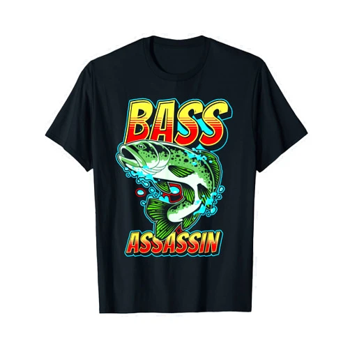 Lodgepole Lake Bass Fishing Gear Bass Assassin Funny Fisherman Bass Fish Jumping Cute T-Shirt