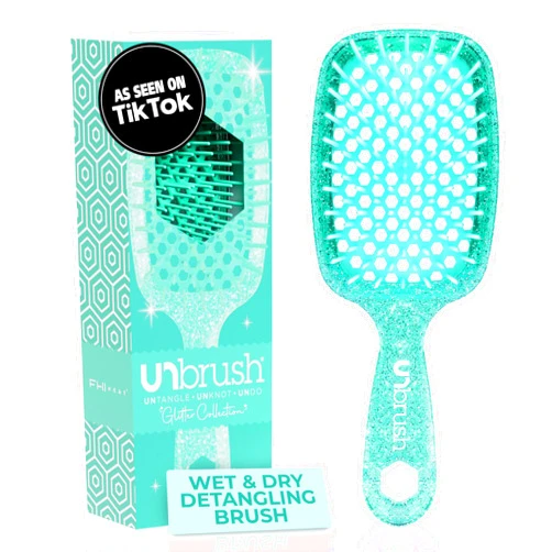 FHI Heat UNbrush Detangling Brush for Pain-Free Brushing on All Wet or Dry Hair Types — Durable DuoFlex Anti-Static Bristles, Lightweight Handle, Vented Hair Brush