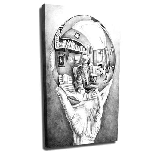 SubSol The M.C. Escher Hand with Reflecting Sphere Poster Painting Giclee Canvas Print for Home Room Office Decor Gifts with Or Without Frame (Unframed,08×12inch)