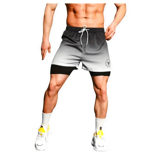 SOLY HUX Men's Gradient Athletic Shorts Letter Graphic Drawstring Waist Workout Running Shorts with Pockets