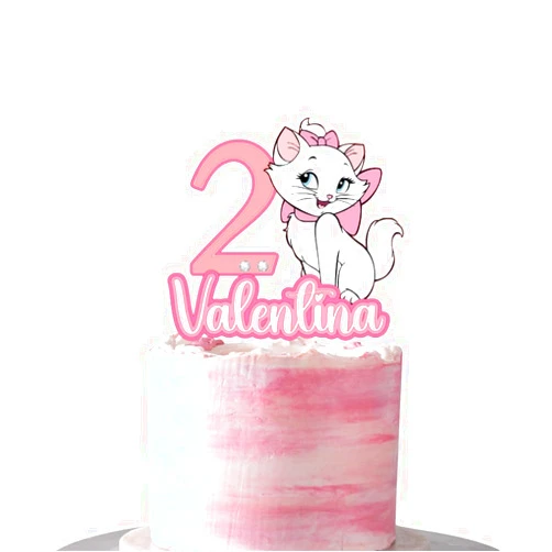 Handmade Custom Cake topper Marie. Cake topper personalized Marie aristocats Party Deco cat. Any age and name. Custom Cake Topper Deco Birthday Marie. Party decoration.