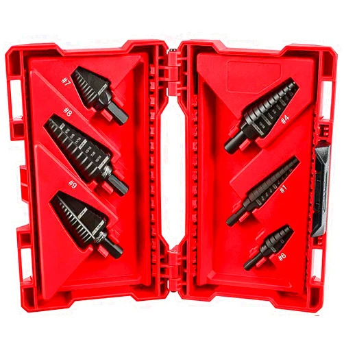 KENAQESI 48-89-9224 for Milwaukee 3-Flat Black Oxide Jam-Free Step Drill Bit Set (1, 4, 6, 7, 8, 9) - 6pc