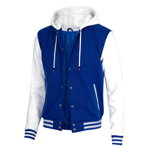 Decrum Hooded Varsity Jacket Men - High School Letterman Bomber Style Hoodie Baseball Jackets for Men