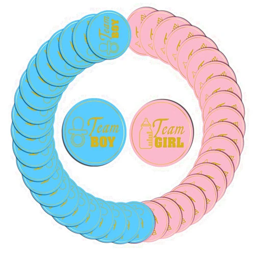 Betinyar 120Pcs Gender Reveal Stickers Team Boy and Team Girl Baby Shower Sticker Labels for Voting Games and Party Supplies