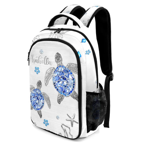 Eiis Unidesign Custom Text Diamond Blue Sea Turtle Backpacks for Girls Boys School, Capacity School Backpacks for Kids Water-resistant Bookbags