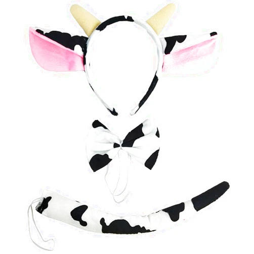Dolebao 3Pcs Animal Costume Set, Animal Ears Horns Headbands with Tail Bowtie for Halloween Christmas Party Decoration