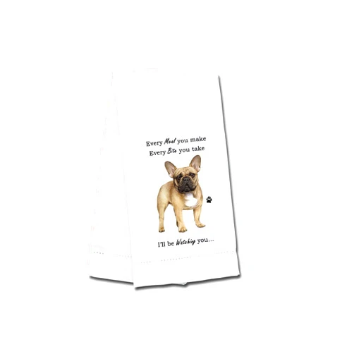 E&S Imports French Bulldog Kitchen Towel - Soft Highly Absorbent - French Bulldog Gifts - Dish Towels for Washing Dishes - Tea Towels - Reusable - Quick Drying - 100% Natural Cotton - Towels For Pet Lovers