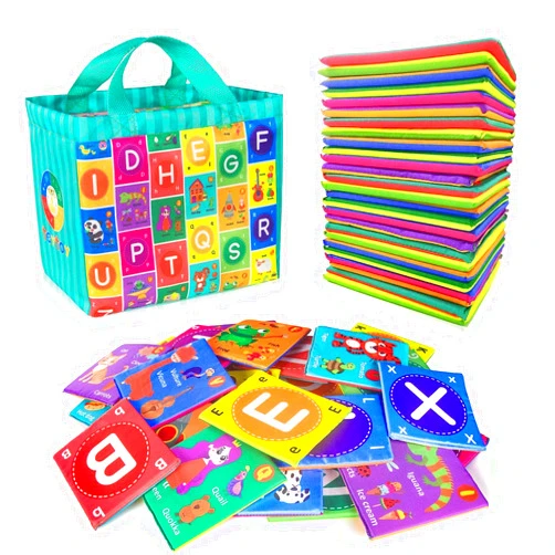 teytoy Baby Soft Alphabet Cards Toys, 26Pcs ABC Alphabet Flash Cards Early Learning Toy with Storage Bag, Washable Soft letter Toy for Toddlers Kids Boys Girls Over 0 Years