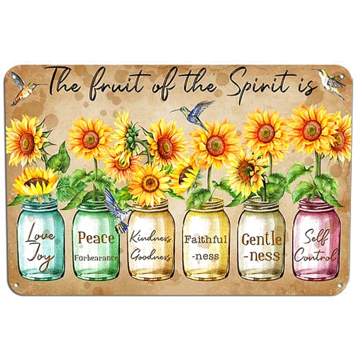 Apular 8x12 IN The Fruit of The Spirit is Love Joy Peace Metal Tin Signs Metal Posters Vintage Plaque Home Gate Garden Wall Decor Cafes Office Bars Restaurants Decor