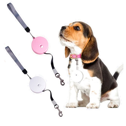 Yaindhi Retractable Dog Leash Pet Mini Retractable Leash Lightweight and Compact for Small and Medium Dogs up to 22lbs with 9.8ft Strong Nylon Tape,One-Touch Extend and Lock with Wrist Strap (1-Pink/1-White)