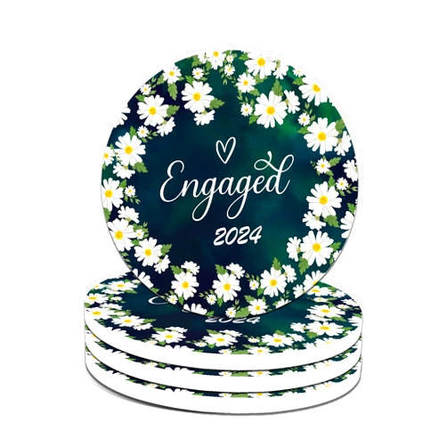 DoawBang Coasters Set of 4, Doawbang Funny Daisy Coaster, 4in Ceramic Coasters Engagement Gifts for Couples House Warming Gifts New Home for Newly Engaged 2024