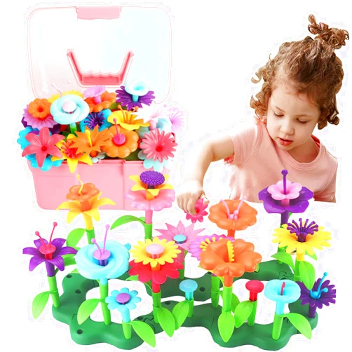 CENOVE Toddler Toys for 3 4 5 6 7 Year Old Girls and Boys,Flower Garden Building Toy with Carry Box, STEM Toys for Preschool Children Educational Activity