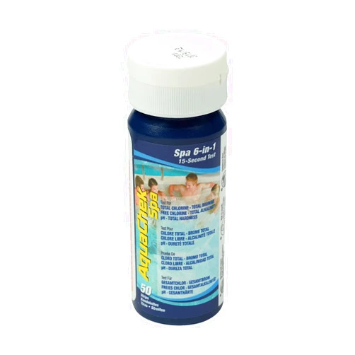 AquaChek SPA 6-in-1 Test Strips - Spa Test Strips for Total Bromine, Total Chlorine, Free Chlorine, pH, Total Alkalinity, and Total Hardness - Professional Water Quality Testing Kit (50 Strips)